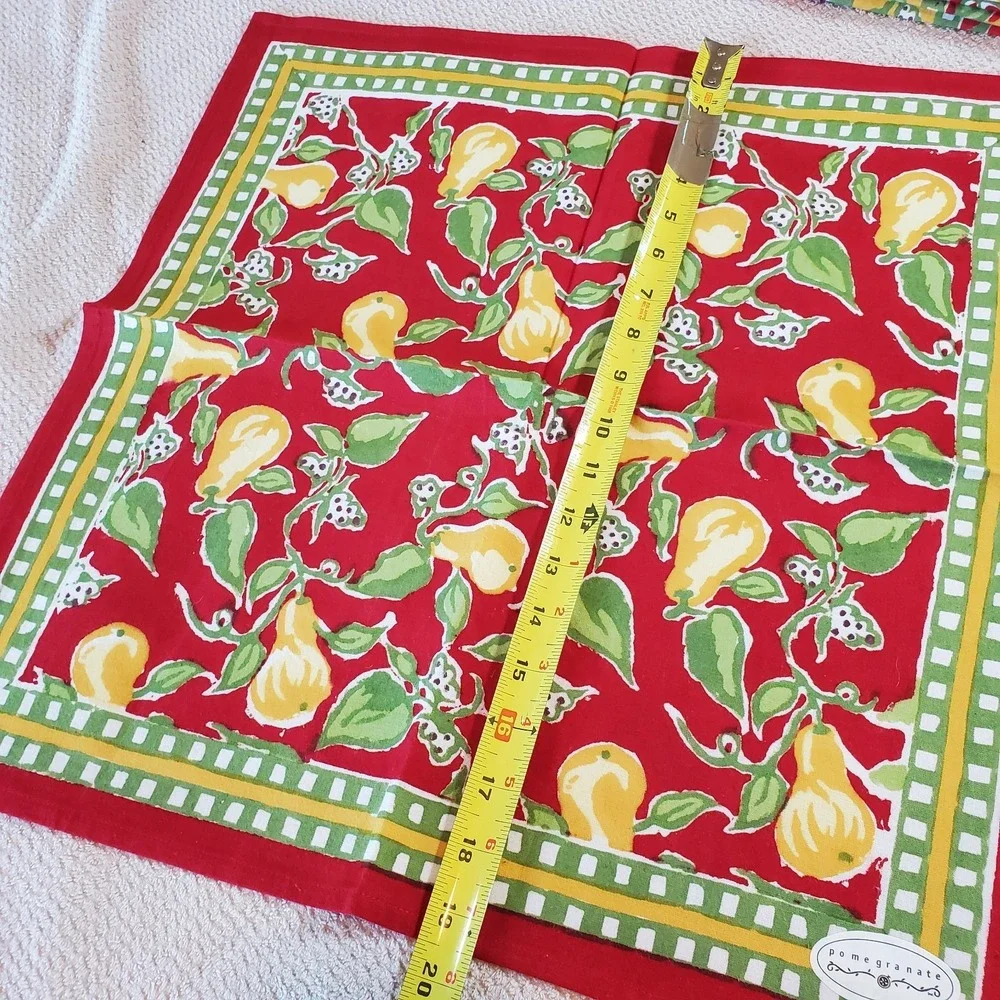 Pomegranate Tablecloth 100% Cotton Red With Yellow Pears‎ 60x90 & Napkin (1)
